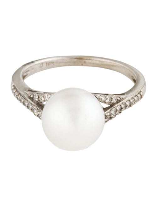 Ring 10K Pearl & Diamond Cocktail Ring