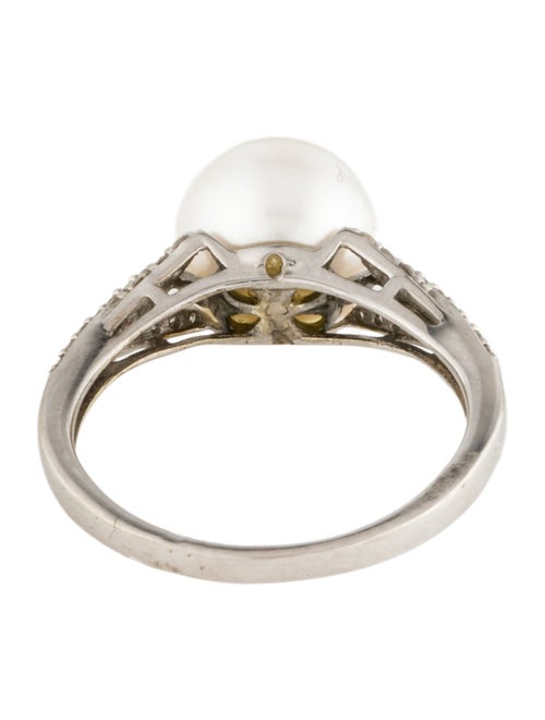 Ring 10K Pearl & Diamond Cocktail Ring