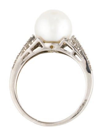 Ring 10K Pearl & Diamond Cocktail Ring