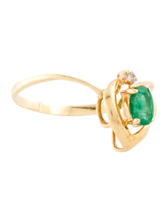 Ring 18K Emerald & Diamond Cocktail Ring
