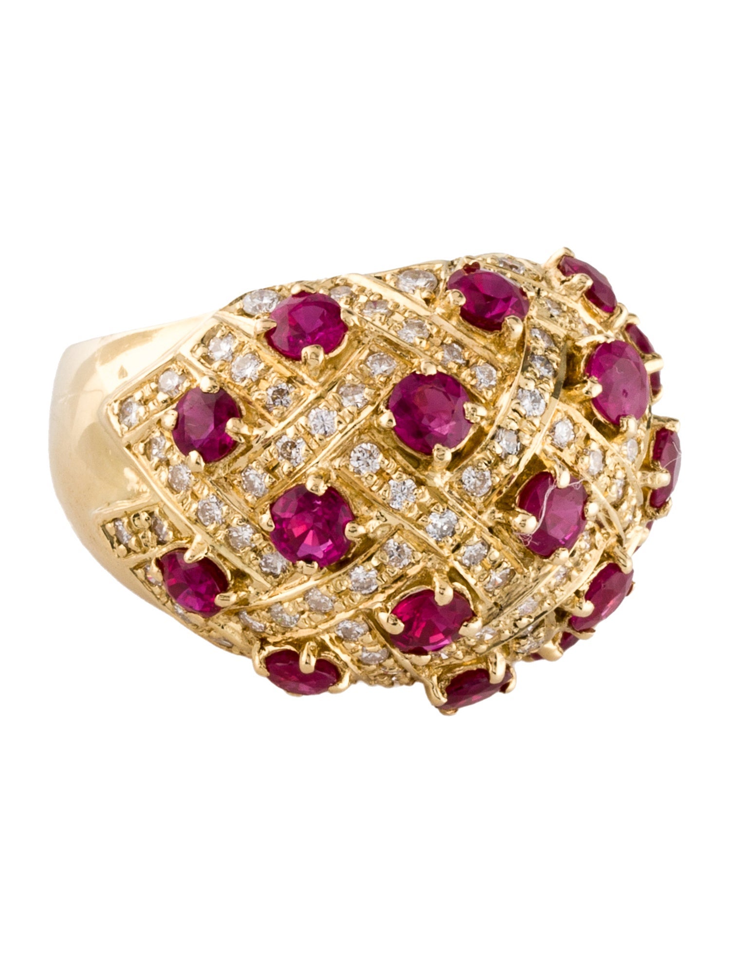 Ring 18K Diamond & Ruby Cocktail