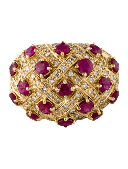 Ring 18K Diamond & Ruby Cocktail Ring