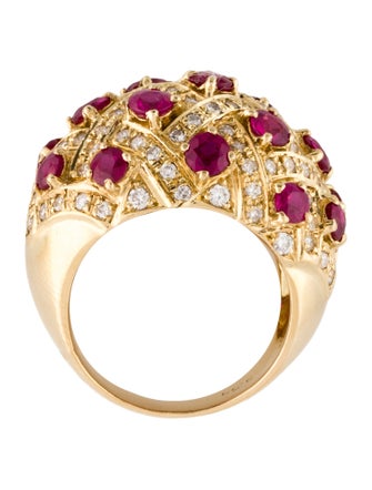 Ring 18K Diamond & Ruby Cocktail Ring