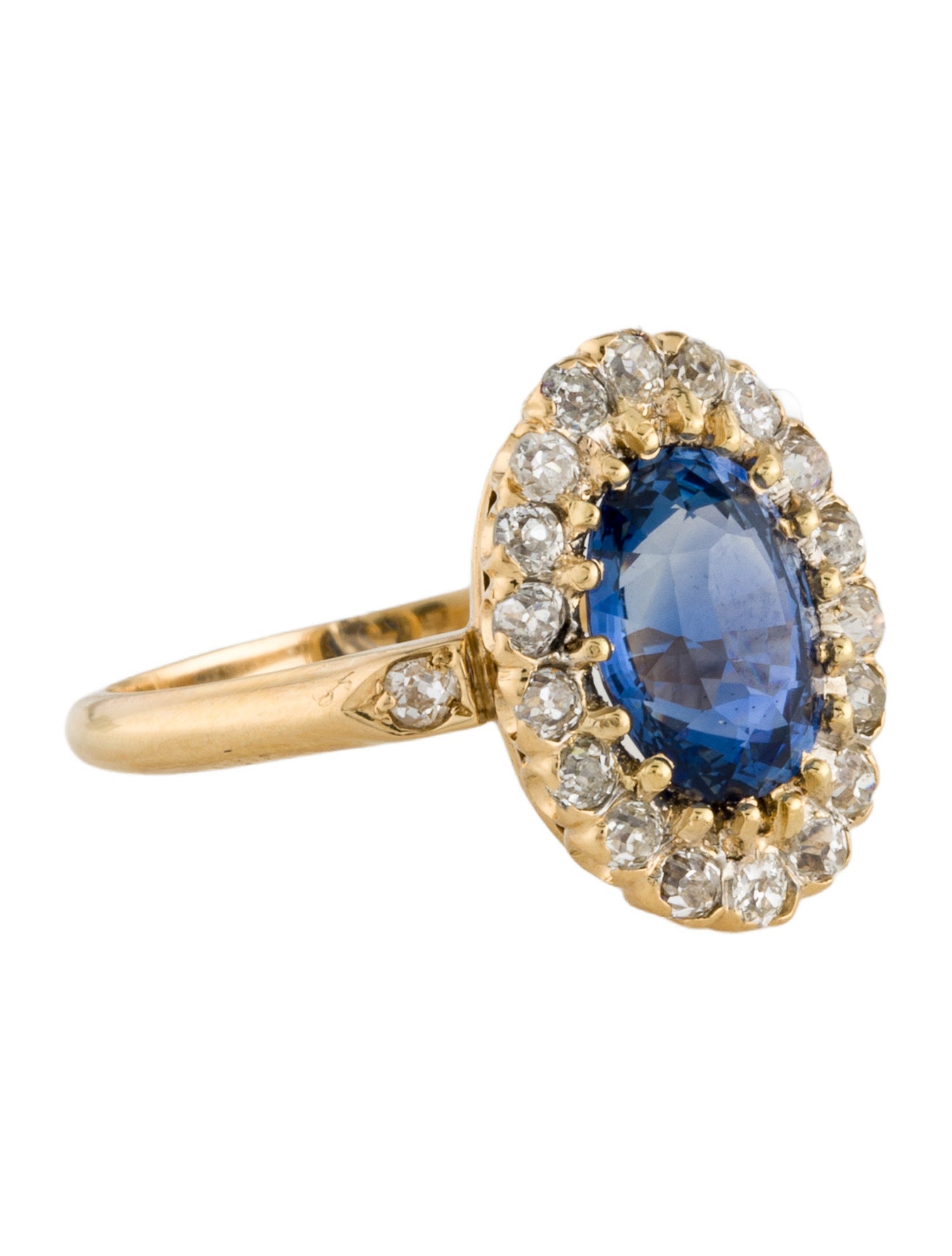 Ring 18K Vintage 2.71ct Sapphire & Diamond Cocktail Ring