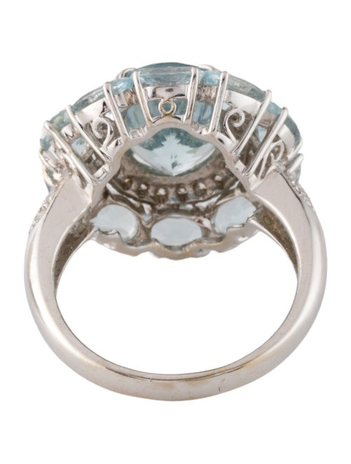 Ring 18K 8.61ct Aquamarine & Diamond Cocktail Ring
