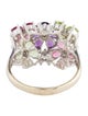 Ring 14K Multistone & Diamond Flower Cocktail Ring