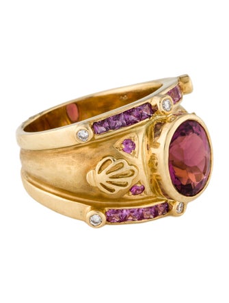 Ring 18K 3.00ct Tourmaline, Sapphire & Diamond Ring