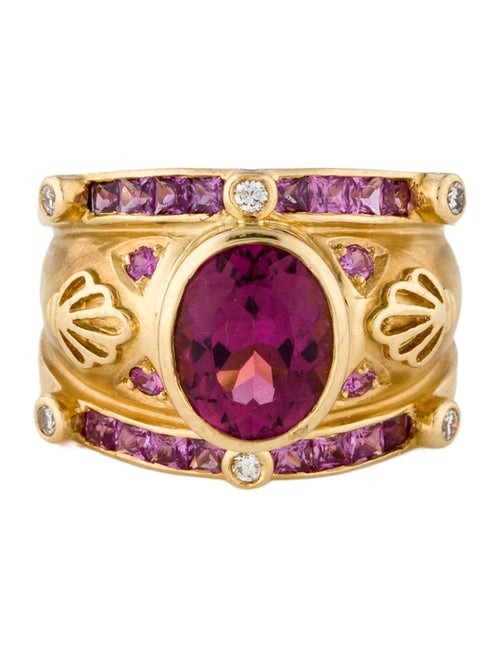 Ring 18K 3.00ct Tourmaline, Sapphire & Diamond Ring