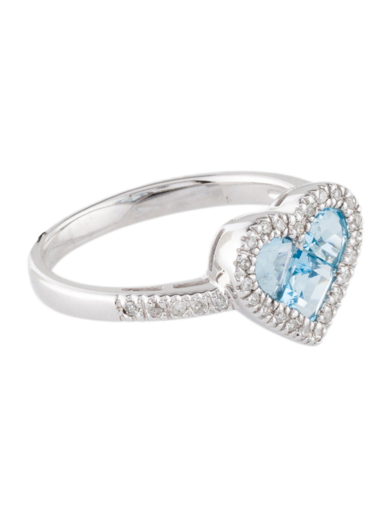 Ring 14K Topaz & Diamond Heart Cocktail