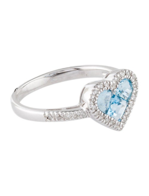Ring 14K Topaz & Diamond Heart Cocktail Ring