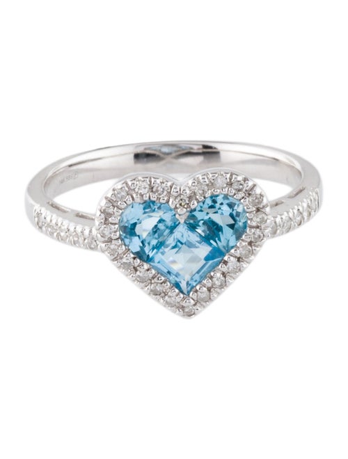 Ring 14K Topaz & Diamond Heart Cocktail Ring