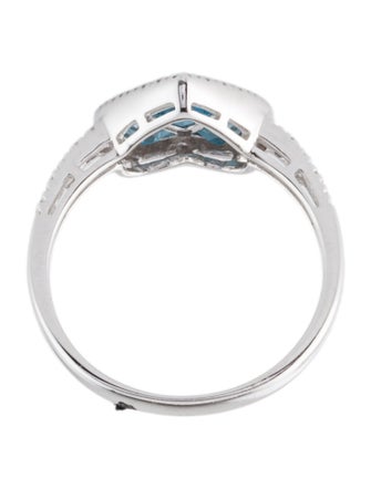 Ring 14K Topaz & Diamond Heart Cocktail Ring