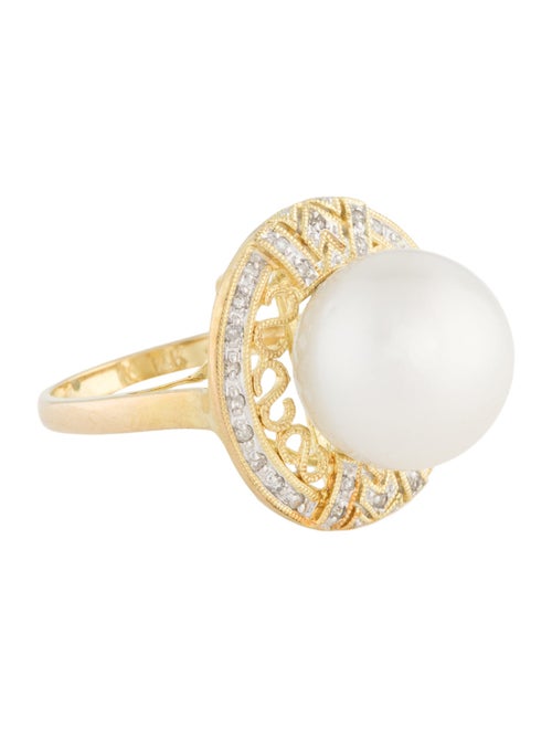 Ring 14K Pearl & Diamond Cocktail Ring