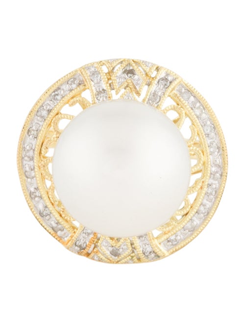 Ring 14K Pearl & Diamond Cocktail Ring