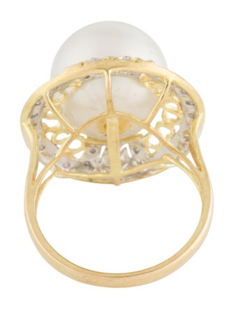 Ring 14K Pearl & Diamond Cocktail Ring