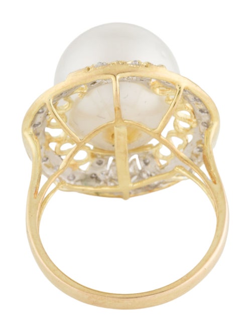 Ring 14K Pearl & Diamond Cocktail Ring
