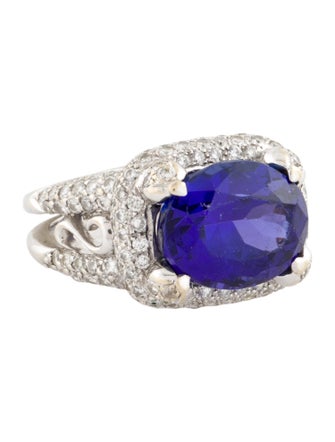Ring 18K 10.25ct. Tanzanite & Diamond Cocktail Ring