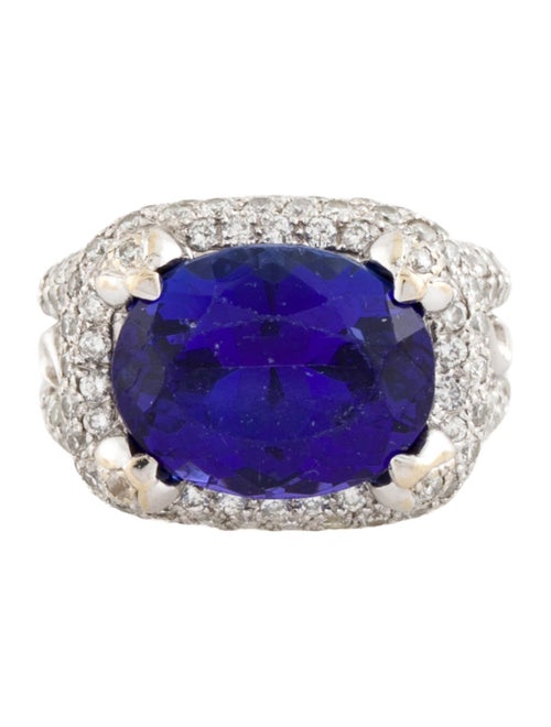 Ring 18K 10.25ct. Tanzanite & Diamond Cocktail Ring