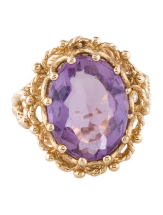 Ring 14K 6.08ct Amethyst Cocktail Ring