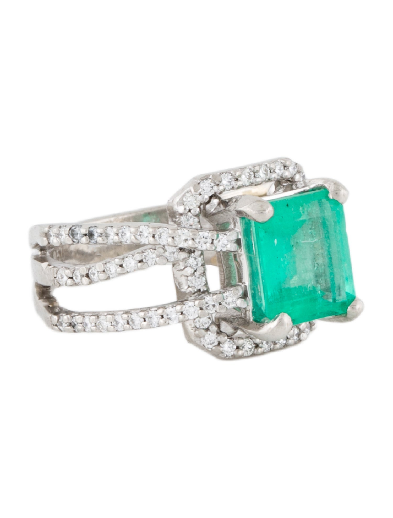 Ring Platinum 2.40ct Emerald & Diamond Halo Ring