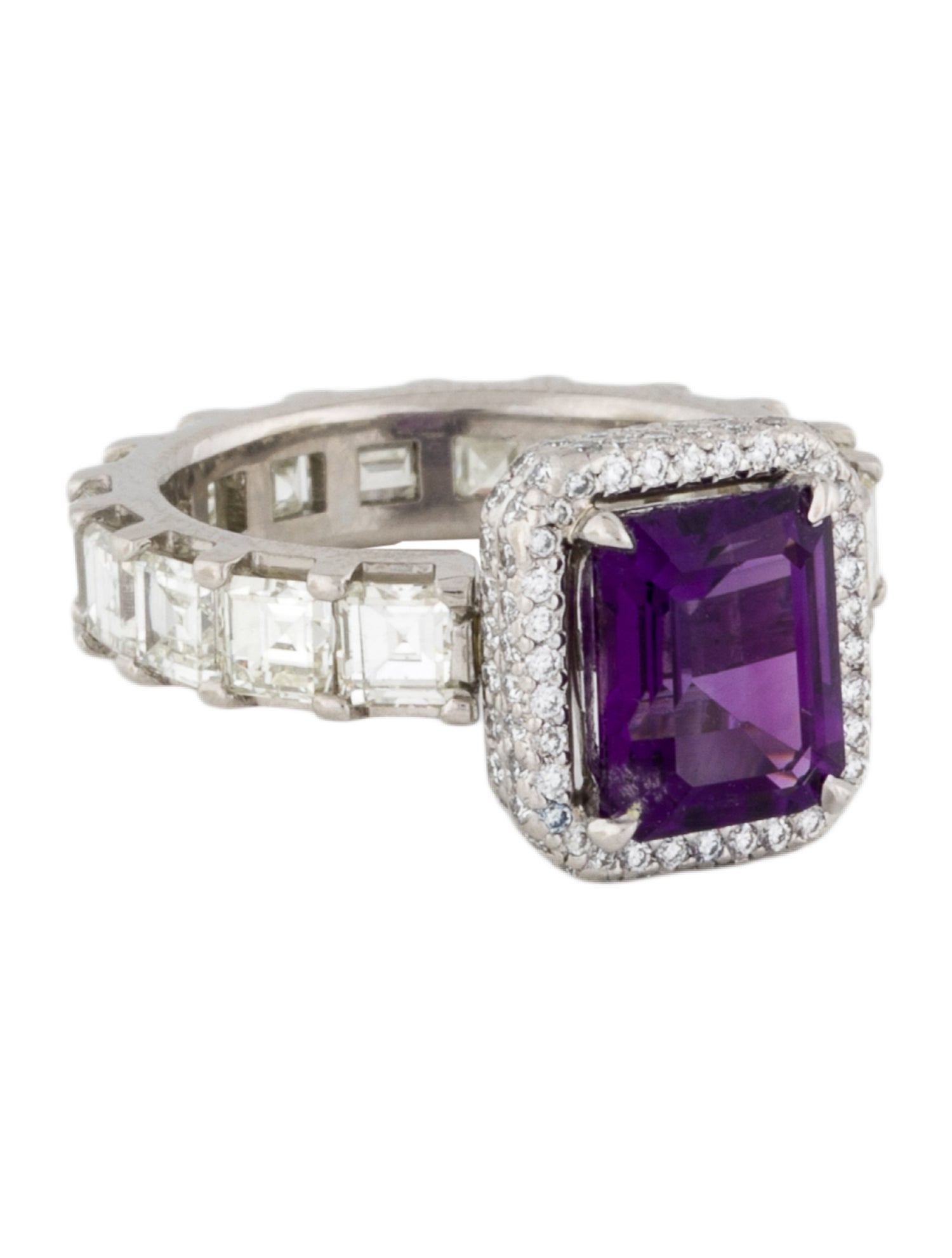 Ring Platinum 2.27ctw Amethyst & 3.57ctw Diamond Cocktail