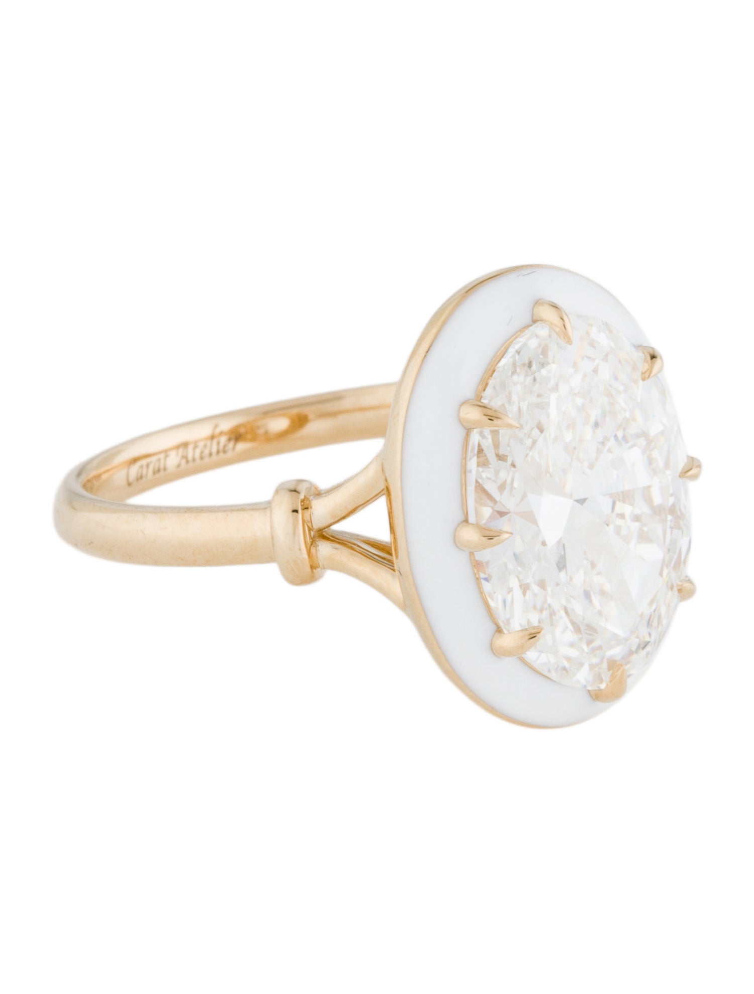 Ring Carat Atelier 14K 4.09ct Lab-Grown Diamond & Enamel Cocktail