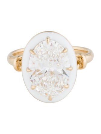 Ring Carat Atelier 14K 4.09ct Lab-Grown Diamond & Enamel Cocktail Ring