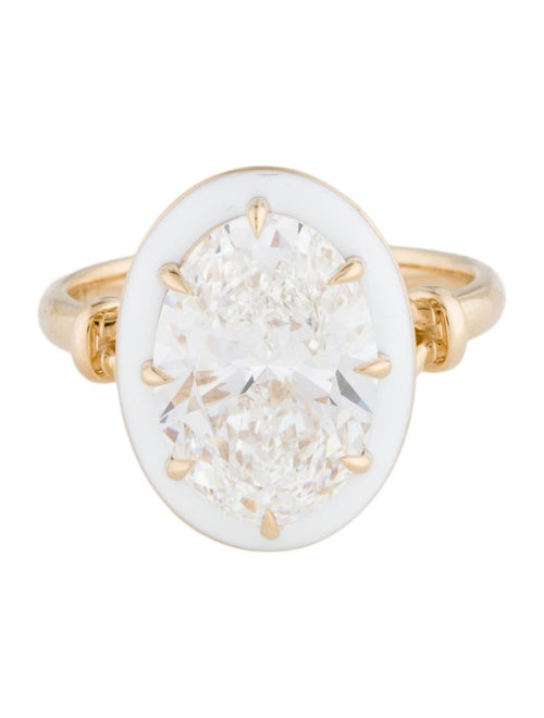 Ring Carat Atelier 14K 4.09ct Lab-Grown Diamond & Enamel Cocktail Ring