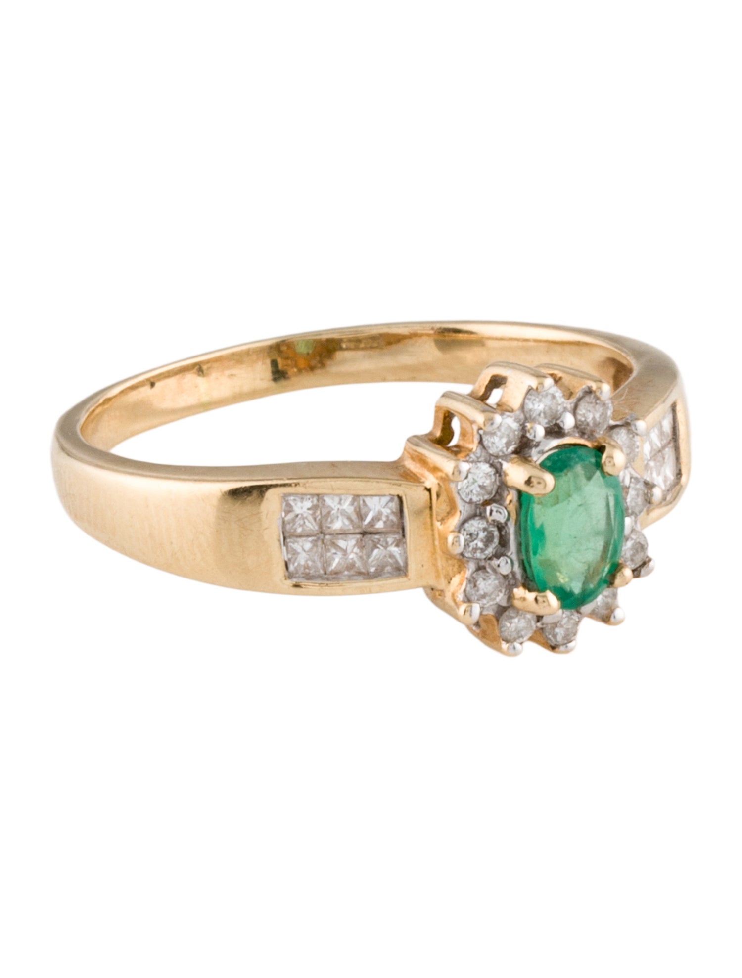 Ring 14K Emerald & Diamond Cocktail Ring