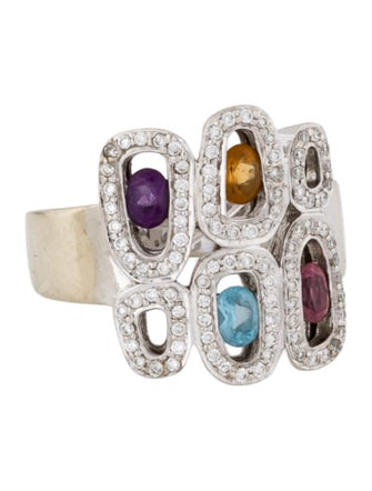 Ring 14K Multistone & Diamond Pavé Cocktail