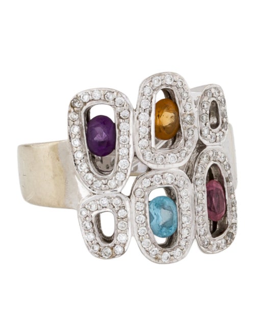 Ring 14K Multistone & Diamond Pavé Cocktail
