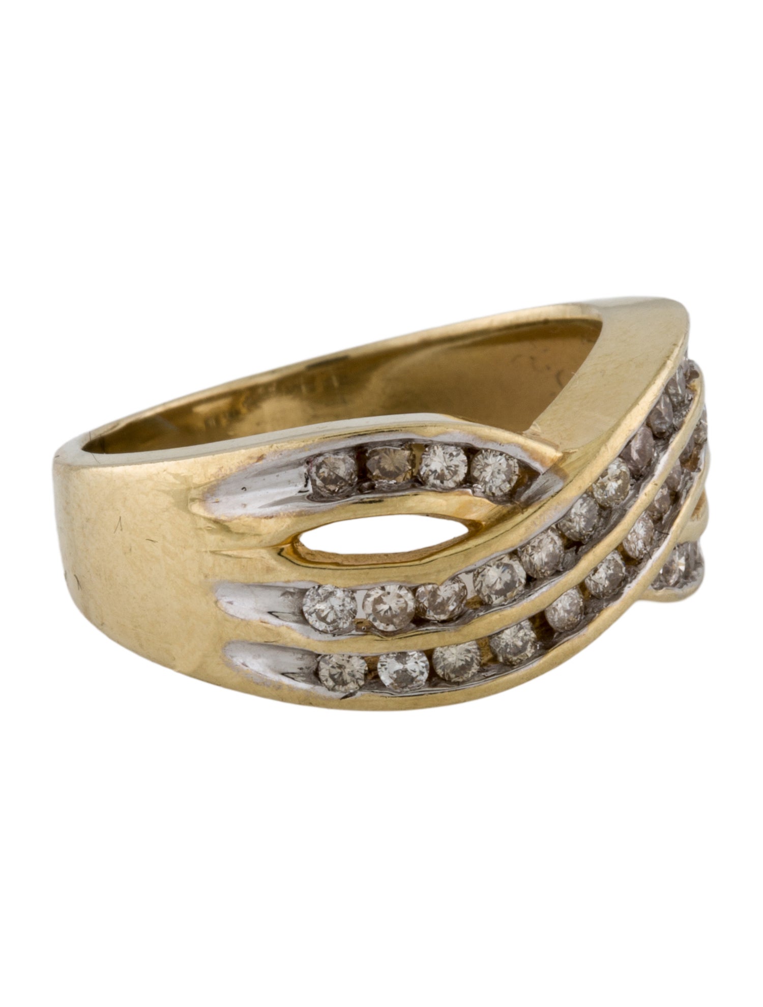 Ring 14K Diamond Crossed Band