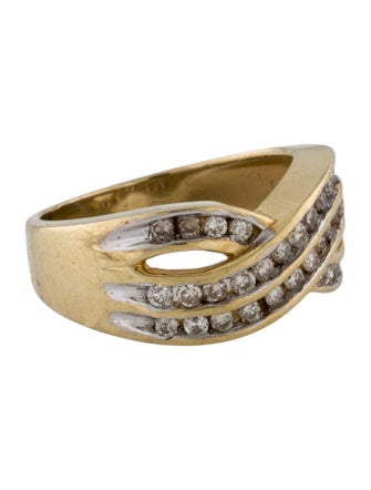 Ring 14K Diamond Crossed Band