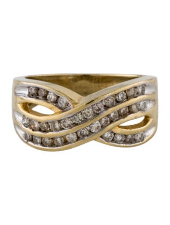 Ring 14K Diamond Crossed Band