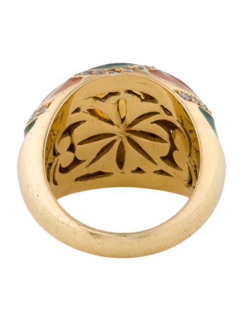 Ring 18K Citrine, Diamond & Enamel Cocktail Ring