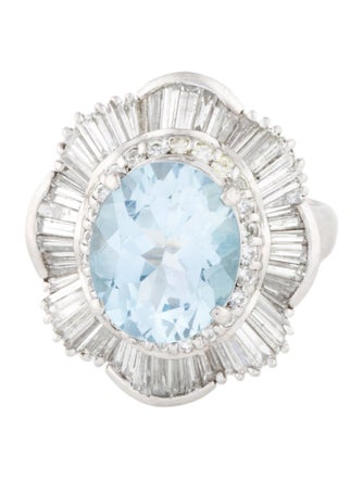 Ring Platinum 5.11ct Topaz & Diamond Cocktail Ring