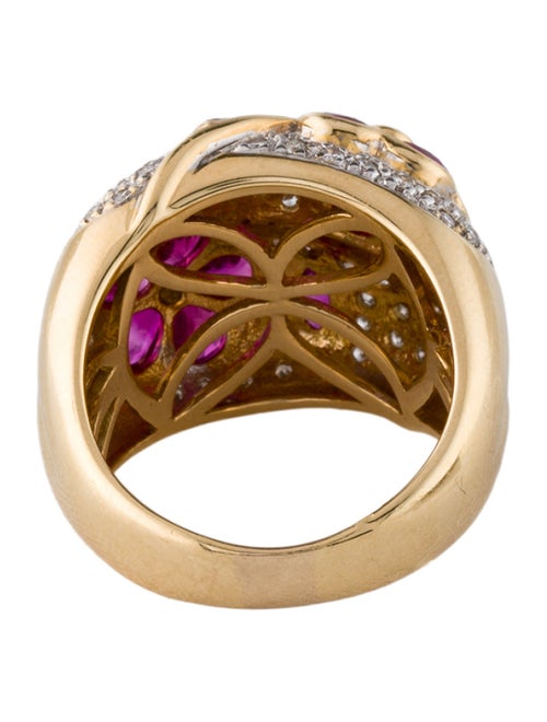 Ring 18K 2.75ct Ruby & Diamond Double Floral Dome Ring