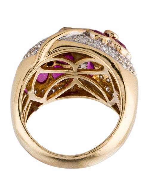 Ring 18K 2.75ct Ruby & Diamond Double Floral Dome Ring