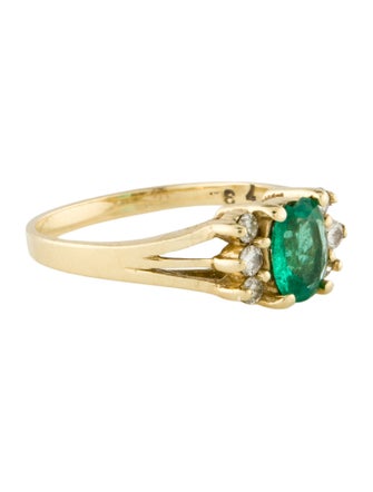 Ring 14K Emerald & Diamond Cocktail Ring