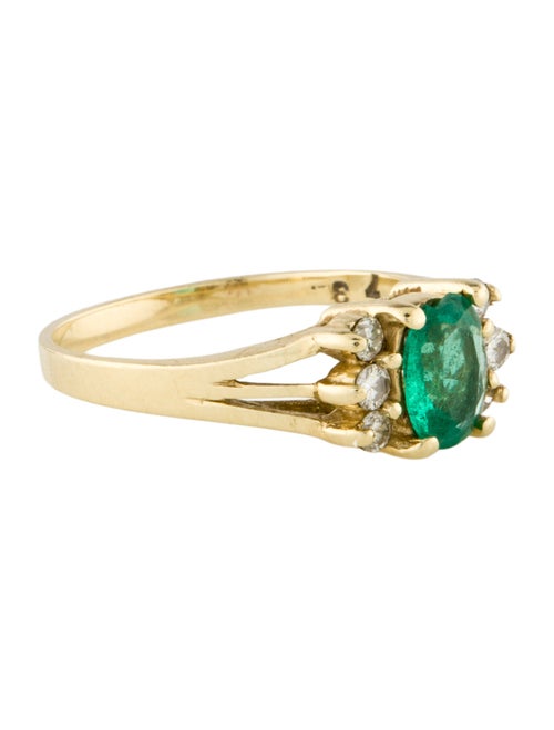 Ring 14K Emerald & Diamond Cocktail Ring