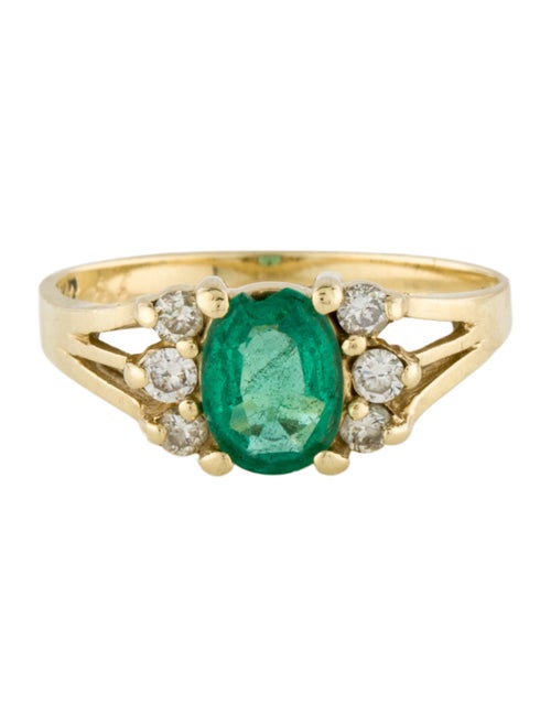 Ring 14K Emerald & Diamond Cocktail Ring