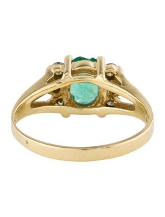 Ring 14K Emerald & Diamond Cocktail Ring