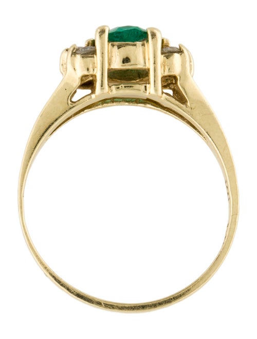 Ring 14K Emerald & Diamond Cocktail Ring