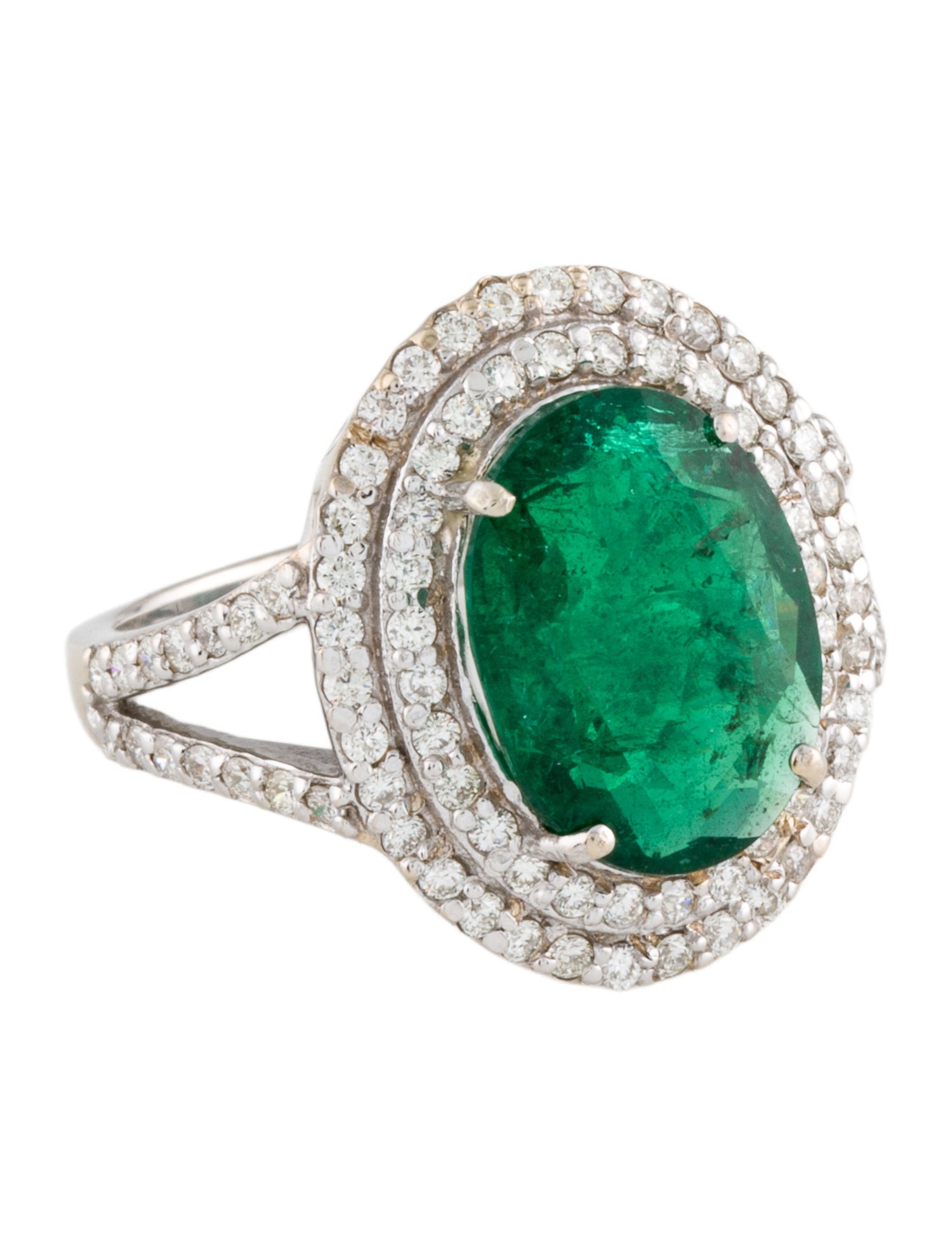 Ring 18K 4.85ct Emerald & Diamond Cocktail