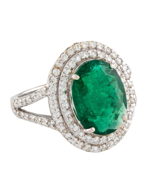 Ring 18K 4.85ct Emerald & Diamond Cocktail Ring
