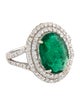 Ring 18K 4.85ct Emerald & Diamond Cocktail Ring
