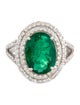 Ring 18K 4.85ct Emerald & Diamond Cocktail Ring