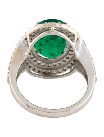 Ring 18K 4.85ct Emerald & Diamond Cocktail Ring