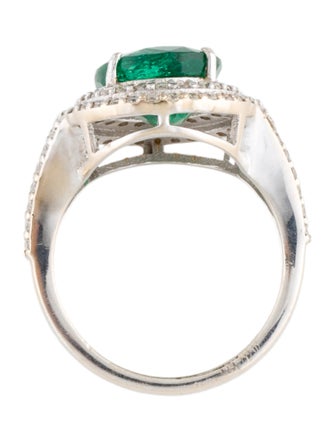 Ring 18K 4.85ct Emerald & Diamond Cocktail Ring