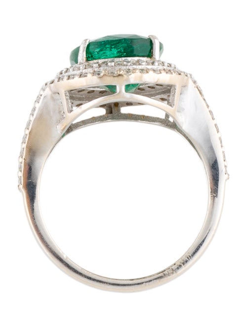 Ring 18K 4.85ct Emerald & Diamond Cocktail Ring